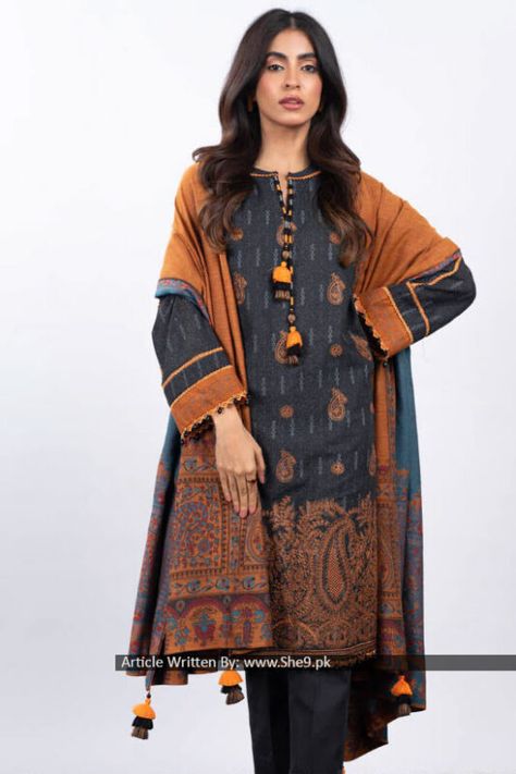 Winter Collection 2023, Dress Design Pakistani, Pakistani Winter Dresses, Blue Colour Dress, Pakistani Women Dresses, Pakistani Suits Online, Pakistani Dresses Online, Alkaram Studio, Pakistani Designer Suits