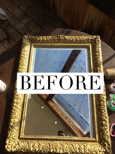 Who doesn't love a great thrift store find?! Whenever I get the chance to go to the local "Bargain Barn", I am never disappointed. This time around, I found a large mirror on sale, but I wasn't loving the frame. Nothing a little paint and elbow grease can't fix!       Step one: Find a framed mirror! This lovely golden framed mirror was $8.00 at my local thrift store.    Step Two: Gather your supplies. I used what I already had on hand, which includes a sample sized paint can of "antiqu… Thrift Store Upcycle, Mirror Makeover, Thrift Store Furniture, Front Porch Christmas Decor Ideas, Porch Christmas Decor Ideas, Porch Christmas Decor, Front Porch Christmas, Christmas Decor Ideas Diy, Thrift Store Crafts