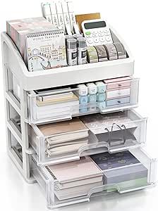 ZHAIXIAONIAN Desk Organizer with Drawers, 3 Drawer Desktop Plastic Storage, Clear Desktop Storage Drawers for Office Supplies, Make up Organizers Desktop Storage Drawers, Stationary Organization, Pencil Storage, Organized Desk Drawers, Organize Drawers, Drawer Organizers, Desktop Storage, Storage Hacks, Drawer Organisers