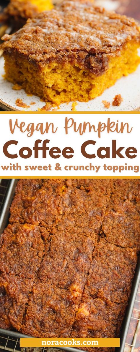 Vegan Pumpkin Pound Cake, Vegan Pumpkin Coffee Cake, Vegan Pumpkin Dessert, Pumpkin Coffee Cake With Streusel, Autumnal Cake, Vegan Fall Desserts, Vegan Autumn, Vegan Thanksgiving Dessert, Pumpkin Coffee Cake