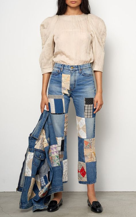 Jeans With Patches, Ropa Upcycling, Quilted Clothing, Patchwork Fashion, Patchwork Clothes, Diy Vetement, Denim Ideas, Denim Diy, Patchwork Jeans