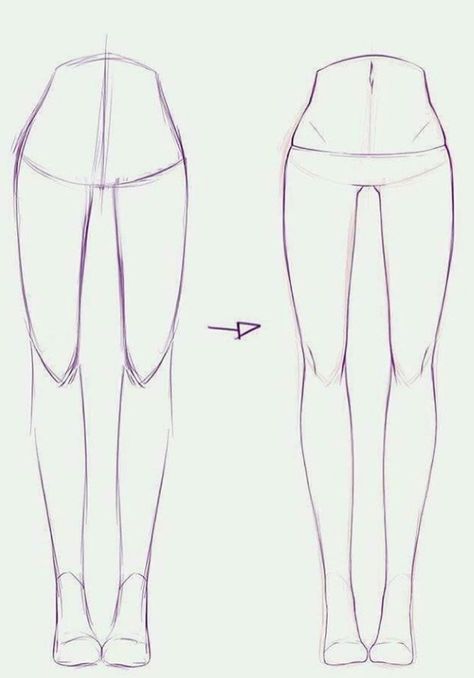 How to draw: frontview legs Leg Anatomy, Drawing Legs, How To Draw Anime, Fashion Figure Drawing, Siluete Umane, Seni Dan Kraf, Body Drawing Tutorial, Draw Anime, Body Reference Drawing