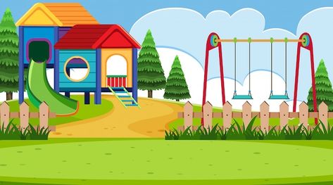 Community Places Pictures, Simple Playground, Playground Background, Train Cartoon, Children's Book Layout, Canva Editing, Community Places, School Border, Doodle Characters