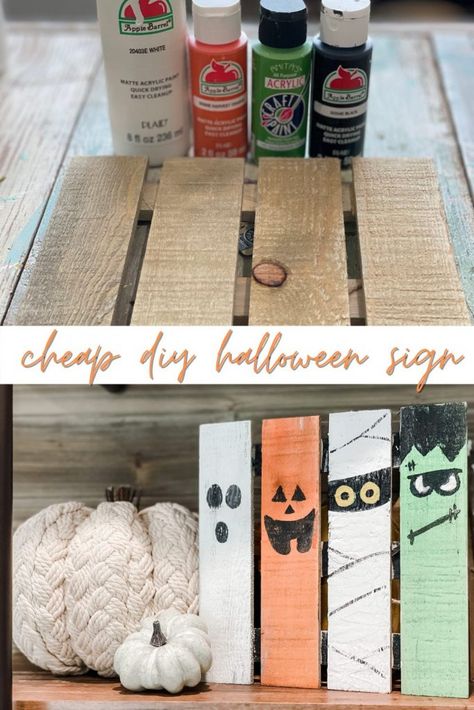 cheap diy Halloween sign - Re-Fabbed Cheap Diy Halloween, Halloween Signs Diy, Cheap Halloween Diy, Halloween Outdoor Decoration, Fall Decor Diy Crafts, Halloween Decor Diy, Easy Diy Halloween Decorations, Hallowen Ideas, Homemade Halloween Decorations