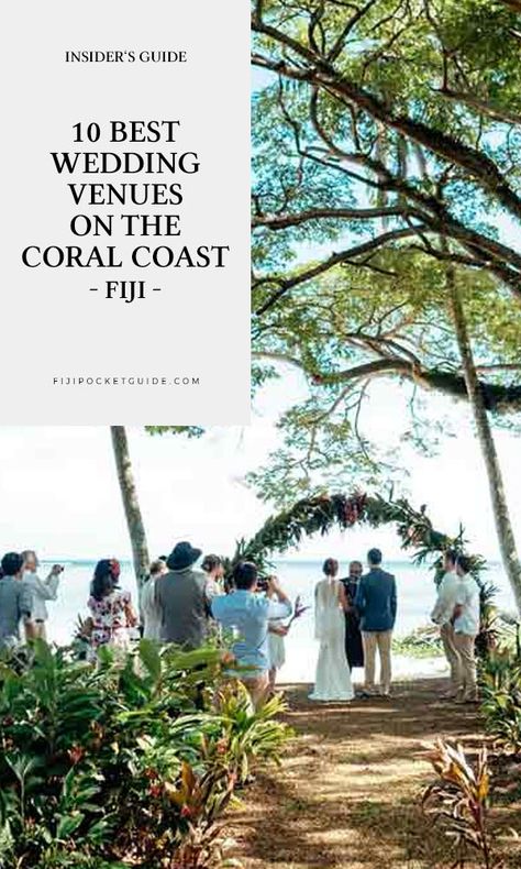 Where to Get Married on the Coral Coast Your special day in paradise deserves a special venue, so make sure you find with this list of wedding venues on the Coral Coast of Fiji. The Coral Coast is one of Fiji’s premium wedding destinations with its idyllic palm-fringed beaches, coral waters and luxury wedding venues. The wedding and honeymoon resorts of the Coral Coast cater to couples’ needs and wants for their big day. In terms of types of venue, say your vows with ocean views, nestled in tr Destination Wedding United States, Destination Wedding Checklist, Fiji Beach, Fiji Resort, Casual Beach Wedding, Fiji Wedding, Wedding Destinations, Honeymoon Resorts, Wedding Venues Beach