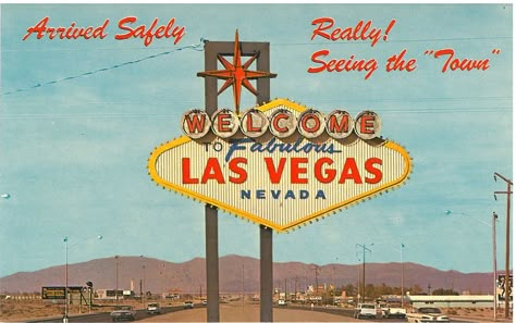 Fabulous Las Vegas sign -- vintage postcard | Flickr - Photo Sharing! Las Vegas Vintage, Vintage Road Trip, Vegas Vintage, Los Vegas, Vegas Tattoo, Vintage Colour Palette, Las Vegas Sign, Vegas Sign, Cardboard Art