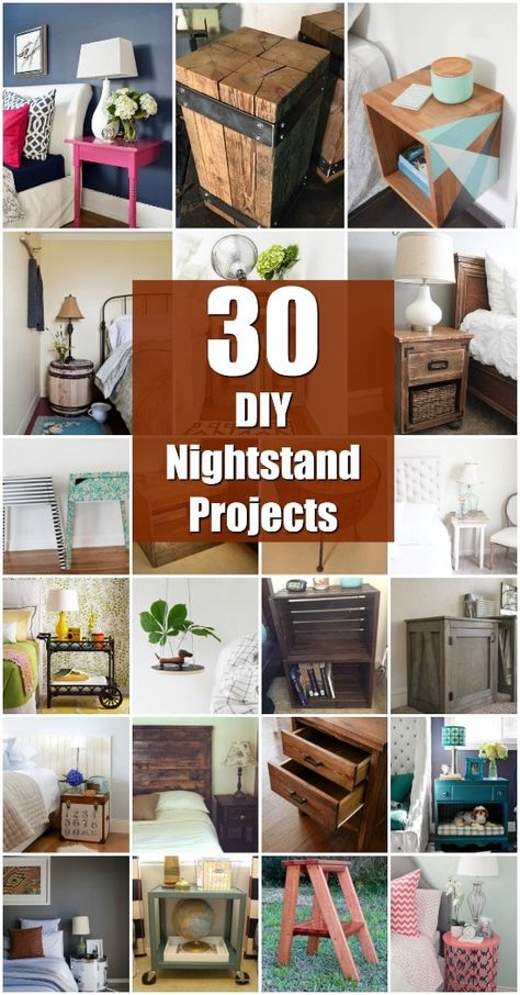 30 Amazingly Creative And Easy DIY Nightstand Projects - Lots of repurposing projects here! Easy Diy Nightstand, Unusual Bedside Tables, Diy Night Stand, Diy Bedside Table, Unique Nightstand, Diy Nightstand, Diy Holz, Dressing Tables, Woodworking Furniture