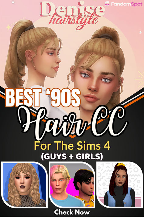 This huge collection of 90s-style hair is perfect for any type of Sim. Male or female, child to elder, there's tons of unique retro 90s styled hairdos here with a mix of maxis match and alpha CC Ts4 90s Cc, 90s Cc Sims 4, Sims 4 Cc 90s Hair, Sims 4 90s Hair, Sims 4 90s, Sims 4 80s Cc, Sims 4 90s Cc, Hair Stayl, Sims 4 Cheats