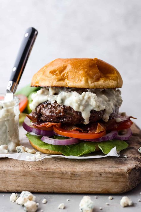 Blue Cheese Burger Blue Cheese Burger, Burger Patty Recipe, Slow Cooker Cashew Chicken, Beef Entrees, Patty Recipe, Blue Cheese Burgers, Burger Patty, Onion Burger, The Recipe Critic