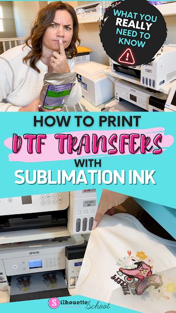 DTF Transfers with Sublimation Ink vs DTF Printer: Pros & Cons You REALLY Need to Know! Dtf With Sublimation Printer, What Is Dtf Transfer, Diy Dtf Printer, How To Print Dtf Transfers, How To Do Dtf Transfers, Dtf Transfer Vs Sublimation, Dtf Printing Machine, How To Print Sublimation Transfers, Sublimation On Vinyl