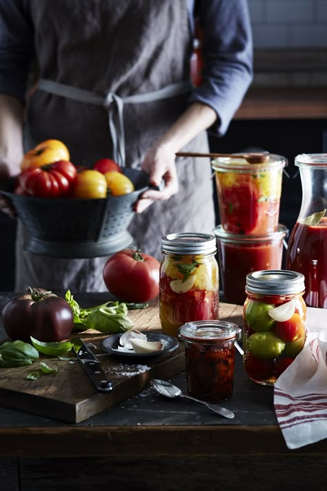 Williams Sanoma: Learn how to preserve the bounty of summer in our Guide to Preserving. Tomato Canning, Fermenting Foods, Homesteading Recipes, Canning Tips, Garden Food, Canning Tomatoes, Healthier Options, Home Canning, Jar Ideas