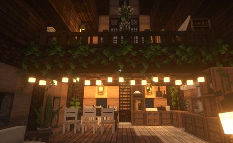 Cottage Minecraft House Interior, Minecraft Cottage Bakery, Minecraft Two Story House Interior, Aesthetic Minecraft Houses Interior, Loft Minecraft Ideas, Minecraft Cabin Kitchen, Loft Minecraft Houses, Loft House Minecraft, Minecraft School Aesthetic