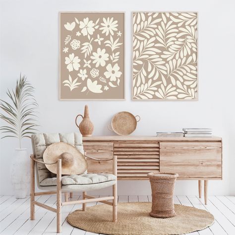 Neutral Art Aesthetic, Boho Wall Art Living Room, Beige Wall Art, Beige Flowers, Earth Tone Wall Art, Light Aesthetic, Colors Wall, Living Wall Decor, Diy Abstract Canvas Art