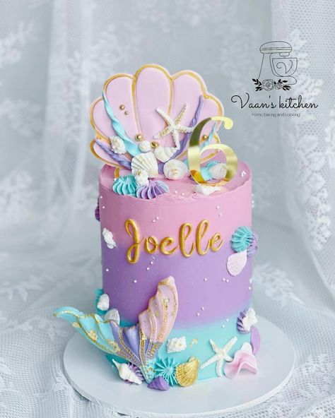 Mermaid 🧜‍♀️ Birthday Cake #birthdqaycakes #cupcakes #buttercreamcakes #fondantcakes #customcakes #handmadetopper #cakedecor #cakedesign #sydneycake #sydneycakes #vaanskitchen #spongecake #mermaidcake #mermaidcakes Under The Sea Birthday Cake Girl, Purple Mermaid Cake, Mermaid Cake Design, Mermaid Party Cake, Mermaid Birthday Party Cake, Mermaid Cake Ideas, Birthday Cake Mermaid, The Little Mermaid Cake, Mermaid Theme Cake