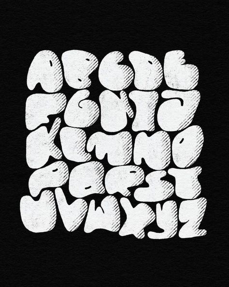 Weird Fonts Alphabet, Lace Graphic Design, Tim Burton Typography, Found Typography, Wobbly Font, Font Ideas Aesthetic, Indie Typography, Bubble Typeface, Lettering Design Ideas