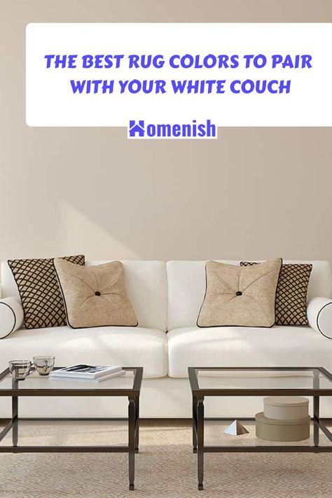 The quest for the perfect rug to match a white couch can be a delightful design challenge. We've compiled a list of eleven rug colors that promise to harmonize beautifully with your white sofa, adding warmth and texture to your room. Couch Ideas, White Couch, White Sofa, White Couches, Dark Grey Rug, Wooden Wall Panels, Light Grey Rug, Sofa Colors, Color Rug