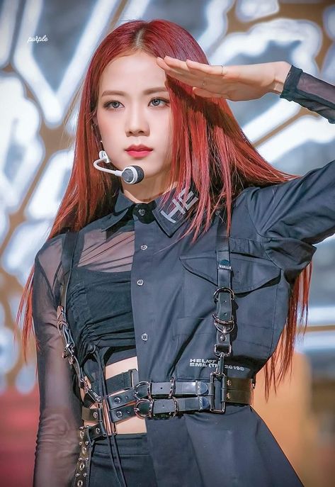 pinterest || @peachypakpak Kim Jisoo, Blackpink Photos, Black Pink Kpop, Blackpink Fashion, Blackpink Rose, Kpop Outfits, Stage Outfits, Kpop Fashion, Blackpink Jisoo