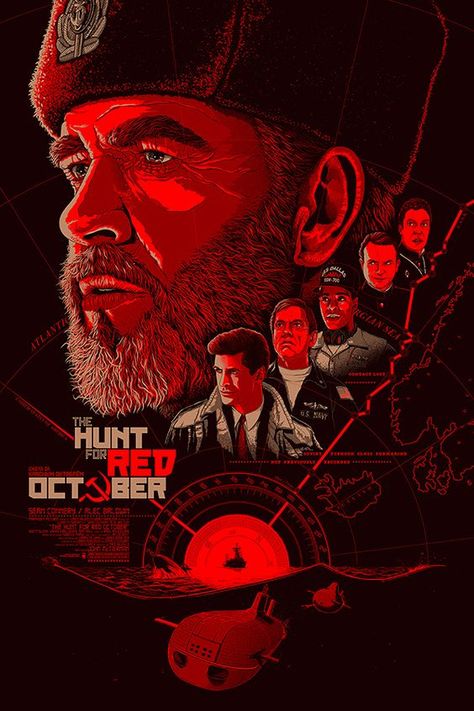 October Movie, The Hunt For Red October, Hunt For Red October, Last Action Hero, Alternative Posters, Action Board, Classic Illustration, Red October, Dc Legends