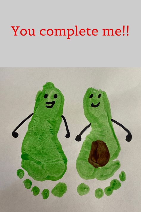 Avocado Preschool Craft, Fruit And Veggies Crafts For Preschool, Vegetable Footprint Art, Fruit Art For Infants, Infant Vegetable Art, Avocado Footprint Art, Infant Food Crafts, Fruit Crafts For Infants, Green Footprint Art