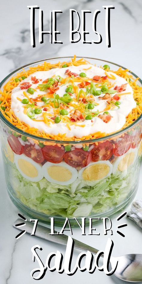 Appetizer Side Dishes, Layered Salad Pioneer Woman, Overnight Salad Layered, 7 Layer Salad Dressing Mayo And Sugar, Seven Layer Salad Recipe Classic, 7 Layer Salad Dressing, 7 Layer Salad Recipe Classic, Easter Salad Ideas, 7 Layered Salad Recipe