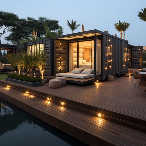 Shipping container home ideas Small Shipping Container Homes Interiors, Shipping Container Outdoor Kitchen Ideas, Storage Unit House Container Homes, Seacan Homes, Container Villa, Container Studio, Mini Chalet, Container Home Ideas, Chic Shack