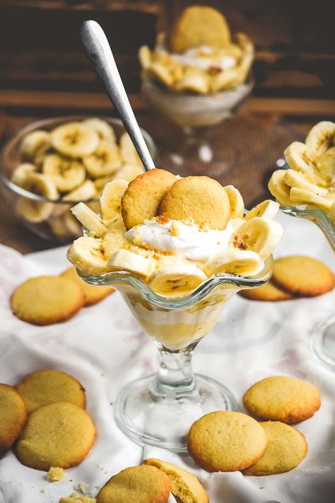 Banana Pudding & Homemade Vanilla Wafer Cookies (Vegan) Banana Pudding Homemade, Pudding Photography, Pudding Homemade, Vanilla Wafer Cookies, Vegan Banana Pudding, Vanilla Wafer, Homemade Banana Pudding, Vegan Cookies Recipes, Wafer Cookies