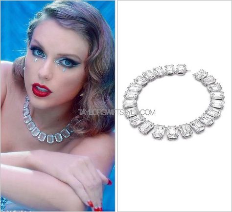 Taylor Swift Style on Instagram: "@taylorswift in #Bejeweled music video | October 25, 2022 __________________________________________________ @swarovski ‘Millenia Octagon Necklace’ - $800.00" Bejeweled Music Video, Swarovski Millenia, Taylor Swift Fashion, Taylor Swift Top, Jimmy Choo Boots, Velvet Sandals, Cathy Waterman, Taylor Swift Funny, Diamond Heart Ring