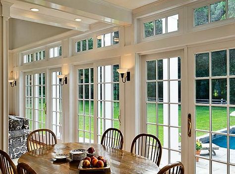 lights 4 Season Room Addition, Tuscan Pool, French Doors With Transom, Kitchen Sconces, Interior Double French Doors, House Traditional, 4 Season Room, Kitchen New York, Sunroom Decorating