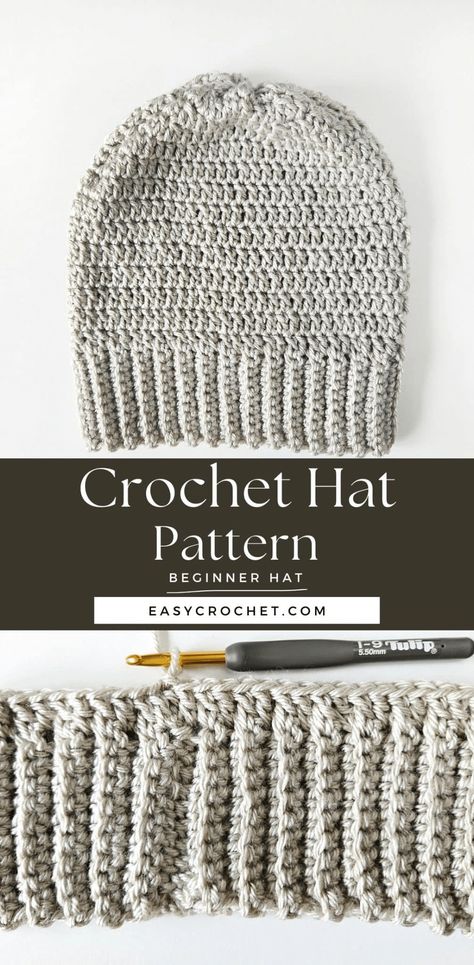 Crochet A Hat For Beginners, Crotchet Beanie, Crochet A Hat, Simple Crochet Stitches, Easy Crochet Hat Patterns, Make A Hat, Crochet Beanie Pattern Free, Crochet Beginners, Crochet Adult Hat