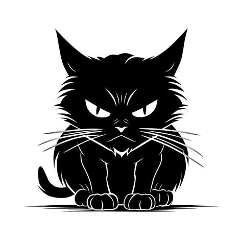 Black Cat Clipart, Eagle Silhouette, Mean Cat, Angry Face, White Screen, Cat Vector, Cat Clipart, Cat Face, Black Cats