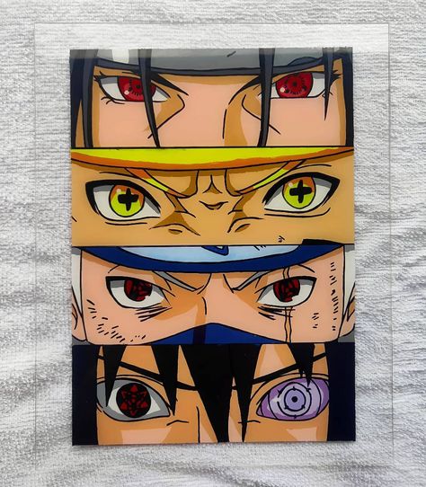 Naruto Eyes Painting, Naruto Gift Ideas Diy, Naruto Painting Ideas On Canvas, Naruto Canvas Painting, Switch Board Art Ideas, Alcoholic Markers, One Piece Painting, Anime Canvas Painting, Naruto Painting