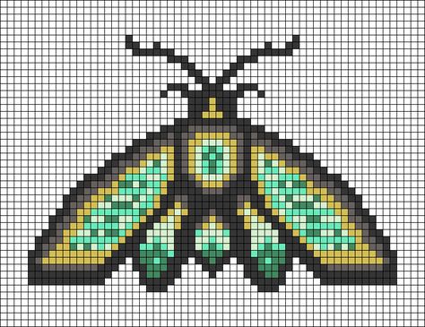 Pixel Moth Pattern, Bug Grid Pattern, Insect Alpha Pattern, Unique Pixel Art, Insect Perler Bead Patterns, Moth Pixel Art Grid, Bug Alpha Pattern, Moth Alpha Pattern, Bug Pixel Art