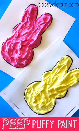 Make a Bunny Peep using Puffy Paint! (With free printable) #Easter craft for kids | CraftyMorning.com Puffy Paint Crafts, Peeps Crafts, Easter Art Project, Easter Craft Projects, Crafty Morning, April Crafts, April Easter, Fun Easter Crafts, Easter Preschool