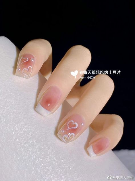 Nail Art Inspo, Korean Nail Art, Asian Nails, Blush Nails, Really Cute Nails, Pretty Gel Nails, Soft Nails, Kawaii Nails, Minimalist Nails