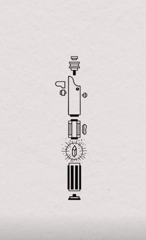 Mens Star Wars Tattoo, Star Wars Cute Tattoo, Star Wars Ankle Tattoo, Minimalist Lightsaber Tattoo, Tattoo Designs Star Wars, Nerd Tattoo Ideas For Men, Ahsoka Lightsaber Drawing, Black And White Star Wars Tattoo, Minimalist Nerd Tattoo