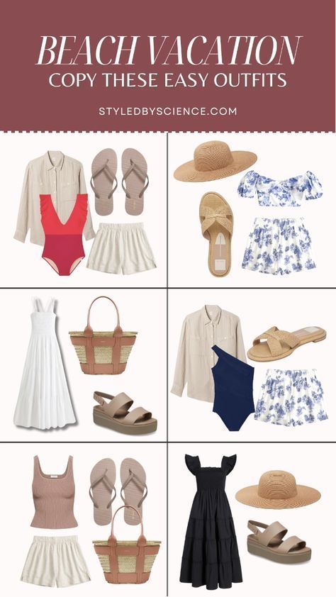 Follow my packing guide for your next beach or summer resort vacation for endless mix and match outfit options. One way to incorporate interesting details is through texture and prints. Sharing on the blog some of my favorite rattan woven handbag and slides, along with sets and maxi dresses that will keep you stylish and comfortable for that next warm getaway! Honey Outfits, Beach Vacation Capsule Wardrobe, Beach Holiday Wardrobe, Resort Vacation Outfits, Wedding Honey, Vacation Capsule Wardrobe, Beach Holiday Outfits, Resort Outfits, Vacation Capsule