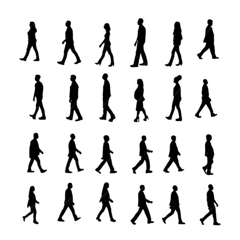 Premium Vector | People Walking Men and Women Silhouette Design People Walking Black And White, Person Walking Side View, Person Walking Drawing, Silhouette Drawings, Man And Woman Silhouette, People Silhouette, Person Walking, Women Silhouette, Walking Man