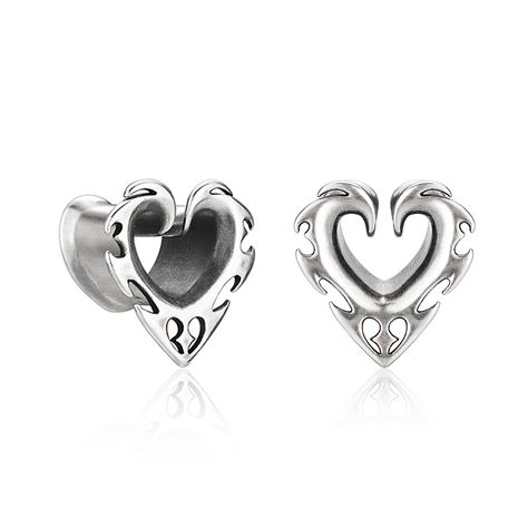 PRICES MAY VARY. 💕【Heart shaped gauges】- Elevate your style with these antique silver ear tunnels, a chic statement piece for those who embrace individuality and fashion-forward trends. 💕【Silver plating】- Made of copper with silver plating on the surface. They are hypoallergenic and nickel free, comfortable to wear. Disinfecting with alcohol before wearing is better for your health. 💕【Size】- The size of this ear gauge: 2g(6mm), 0g(8mm), 00g(10mm), 1/2"(12mm), may one size that suits your ear Glass Plugs Stretched Ears, Cute Ear Gauges, Guages With Earring, 0 Gauge Ears, Ear Gauges Aesthetic, Small Ear Gauges, Pretty Gauges, 0g Plugs, Pretty Plugs