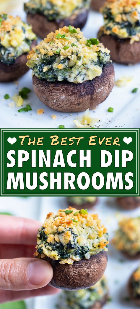 Spinach Artichoke Stuffed Mushrooms, Artichoke Stuffed Mushrooms, Keto Bites, Vegetarian Appetizers Easy, Artichoke Stuffed, Mushrooms Recipes, Stuffed Mushrooms Easy, Vegetarian Appetizer, Stuffed Mushroom