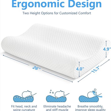 AM AEROMAX Queen Size Firm Contour Memory Foam Pillow, Cervical Pillow for Neck Pain Relief, Neck Orthopedic Sleeping Pillows for Side, Back and Stomach Sleepers. 
#bettersleep
#pillowtalk
#necksupport Sleeping Pillows, Pillow For Neck, Cervical Pillow, Gel Pillow, Latex Pillow, Cervical Pillows, Orthopedic Pillow, Neck Pain Relief, Stomach Sleeper