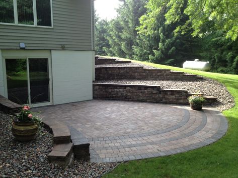 Walkout Basement Patio, Basement Patio, Back Porch Designs, Creative Landscaping, Patio Deck Designs, Landscaping Retaining Walls, Outdoor Patio Designs, House Backyard, Outdoor Steps