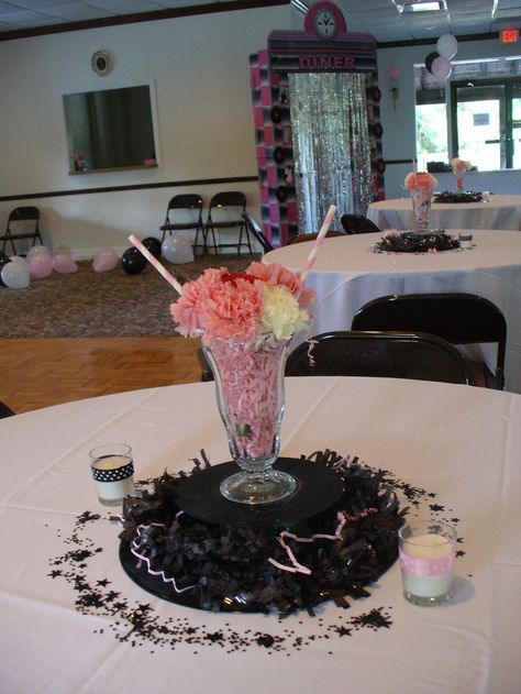 50th Anniversary Decorations | 50th Anniversary Sock Hop Centerpieces | Decorating Ideas for cakes ... Sock Hop Decorations, Hop Decorations, 1950s Party Ideas, Grease Themed Parties, 50s Sock Hop, Grease Party, 50s Theme Parties, Sock Hop Party, 50th Anniversary Decorations