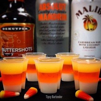 Candy Corn Jello Shots, Adult Halloween Party Ideas, Adult Halloween Party Decorations, Halloween Jello Shots, Halloween Jello, Jello Shot Recipes, Halloween Fest, Jello Shot, Party Shots