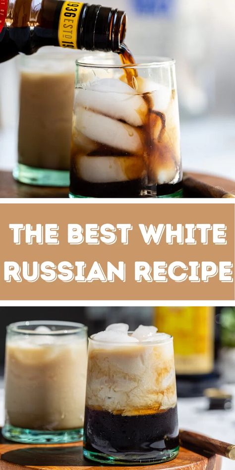 Russian Drinks Traditional, White Russian Shots, Easy White Russian Recipe, Lake Cocktails, White Russian Recipe Baileys, Chocolate White Russian, Baileys Recipes Drinks, White Russian Drink, White Russian Recipe