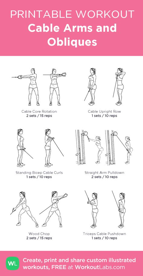 Cable Arms and Obliques: my visual workout created at WorkoutLabs.com • Click through to customize and download as a FREE PDF! #customworkout Pully Exercises Gym, Bicep Workout On Cable Machine, Tris And Bis Workout Cable, Pulley Arm Workout, Core Arm Workout, Arm Workout Women Cables Gym, Cable Machine Love Handles, Cable Machine Workout Arms And Back, Machine Arm Workout Women