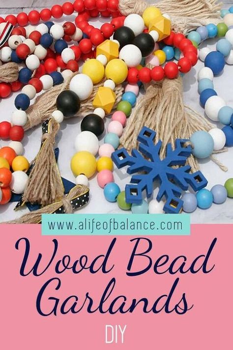 A wood bead garland makes great decorative accessories. They work as great fillers on tier trays and add color to many other types of decorative vignettes. But at about $15 each, they can get expensive if you want to have a variety of colors available. And, you can never seem to find the exact color combinations you want. Making your own is a great solution and is pretty simple. For the cost of 1-2 ready-made garlands, I was able to buy the supplies for 5+ garlands. Here’s how to make… Glitter Pumpkins Diy, Fall Lantern, Fall Bead, Tier Trays, Sensory Crafts, Glitter Pumpkins, Wooden Bead Garland, Christmas Tree Garland, Crafts For Seniors