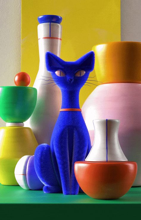 Meows on Behance Vibrant Character Design, Art In Motion, Chanel Art, Unusual Art, 3d Illustrations, 3d Artwork, Freelance Graphic Design, 3d Projects, Advertising Photography