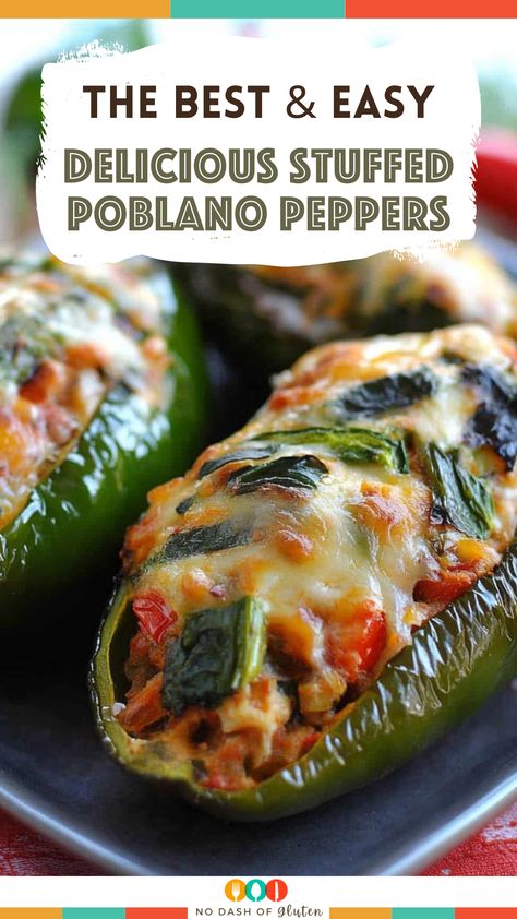 Delicious Stuffed Poblano Peppers Poblano Pepper Recipes Shrimp, Stuff Poblano Pepper Recipes, Chicken Stuffed Jalapeno Peppers, Pablo Peppers Recipes, Stuffed Pablo Peppers Beef, Anehiem Peppers Recipe, Plabano Pepper Recipe, Recipes With Poblano Peppers, Poblano Fajitas