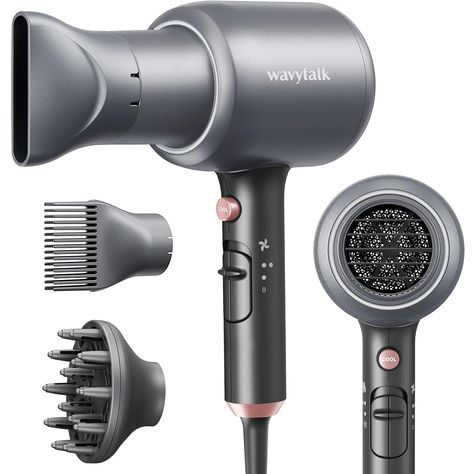 PRICES MAY VARY. 【3 Attachments for All Hair Types】Nozzle concentrates and directs airflow, ideal for precision styling; Diffuser disperses airflow evenly, reduces frizz, and is suitable for curly or wavy hair; Comb helps to straighten the hair, particularly beneficial for thick or unruly hair. 【1875 Watt Powerful Motor for 2X Faster Blowdry】Wavytalk hair dryer is equipped with an efficient ADC motor and advanced internal aerodynamics that ensure strong and steady airflow. Paired with the consta Blow Dryer With Diffuser, Comb For Curly Hair, Salon Lighting, Blow Dryer Diffuser, Salon Hair Dryer, Hair Blow Dryer, Ionic Hair Dryer, Professional Hair Dryer, Unruly Hair