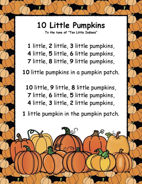 Pumpkins Songs Preschool, I’m A Little Pumpkin Song, Gross Motor Pumpkin Activities, Autumn Songs Preschool, Pumpkin Songs For Kids, Pumpkin Fingerplays, Pumpkin Activities For Infants, Pumpkin Theme For Preschool, Pumpkin Anchor Chart Kindergarten